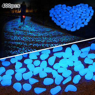 Amagabeli 400 Pcs Dark Decor Glow Stones Rocks Outdoor Decorative Luminous Pebbles Gravel-Glow Stones-Amagabeli
