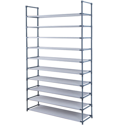Camabel 10 Tiers Rack Shelves For 60 Pairs Non-Woven Fabric Storage Organizer Cabinet Tower Shelf Gray-shoe rack-Amagabeli