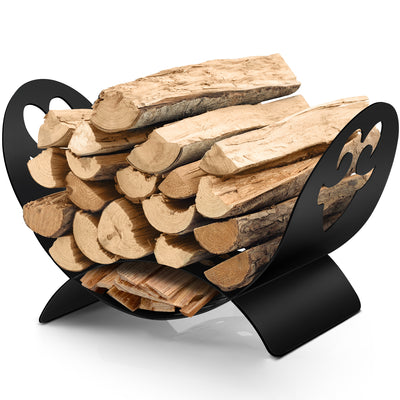 Amagabeli Fireplace Log Holder Firewood Basket Wrought Iron Fireset Carrier-Fireplace log holder-Amagabeli