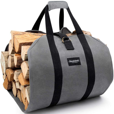 Amagabeli Log Carrier Bag Canvas Log Tote Fireplace Firewood Storage Bag Woodpile Rack Fire Wood Carriers Carrying Bag-Fireplace log holder-Amagabeli