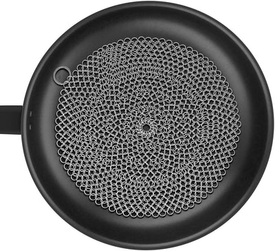 Amagabeli 10”x10” 316 Stainless Steel Cast Iron Cleaner Round Chainmail Scrubber for Cast Iron Pan Skillet Cleaner for Dishes Glass Pre-Seasoned Cast Iron Pot Seasoning Protection Cookware Accessories-Cleaning Tools-Amagabeli