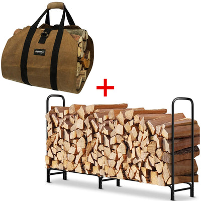 Amagabeli 4ft Firewood Rack Outdoor + Fireplace Carrier-Fireplace bundle-Amagabeli
