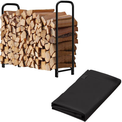 Amagabeli 4ft Firewood Rack Outdoor Bundle 4ft Firewood Log Rack Cover-Fireplace bundle-Amagabeli