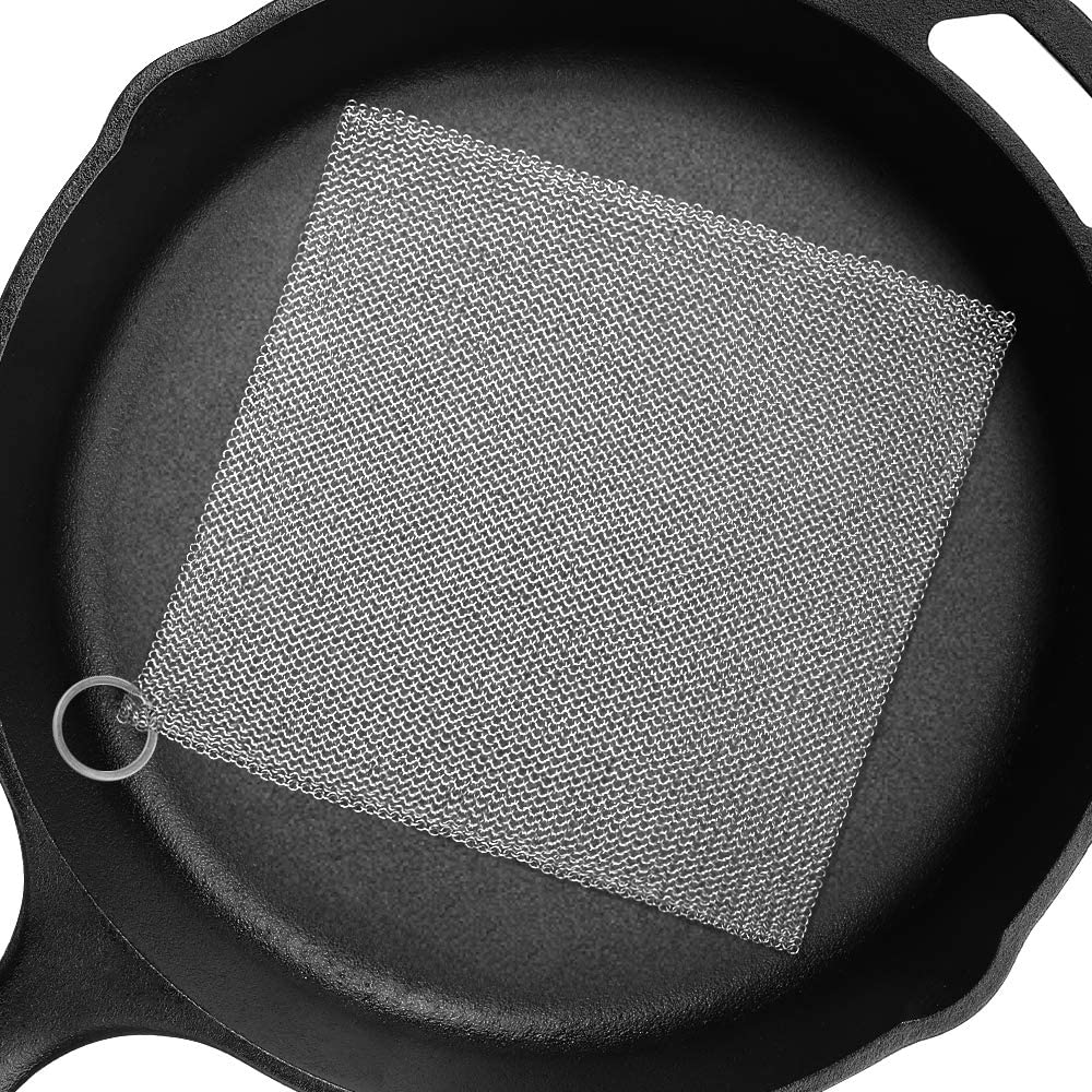 316 Premium Stainless Steel Cast Iron Cleaner, Chainmail Scrubber for Cast  Iron Pan Pre-Seasoned Pan Dutch Ovens Waffle Iron Pans Scraper Cast Iron