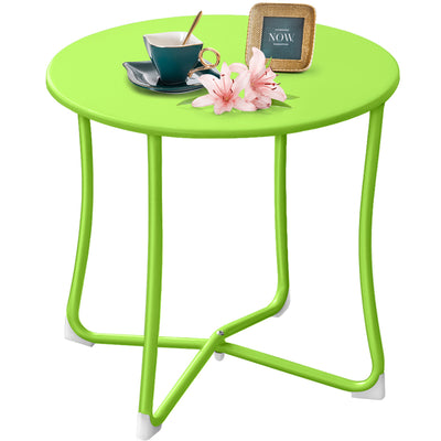 Amagabeli Metal Patio Side Table 18” x 18” Heavy Duty Weather Resistant Anti-Rust Outdoor End Table Small Steel Round Coffee Table Lime Green-Patio side table-Amagabeli