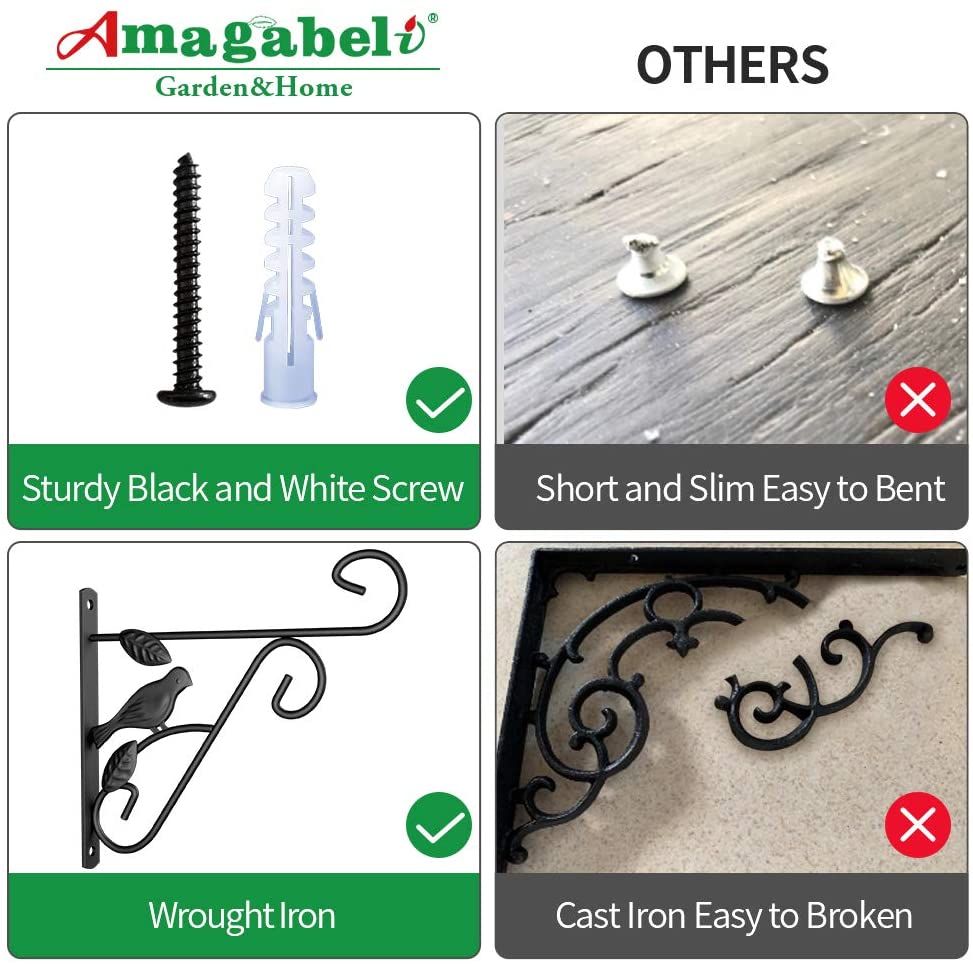 cast iron hanging plant bracket Copy of Amagabeli 2 Pack Hanging Plants Brackets 10" Wall Planter Hooks Hangers BG1491