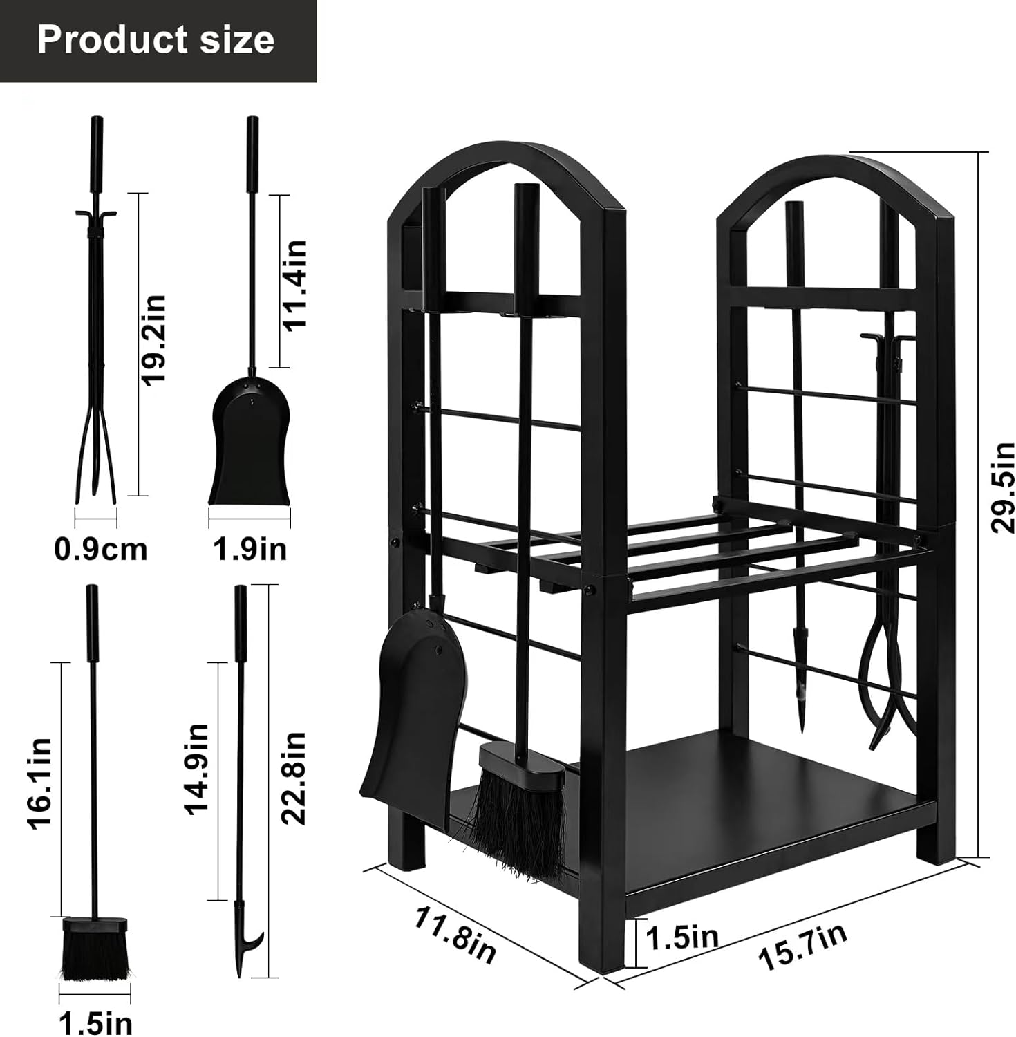 Buy Amagabeli Fireplace Log Rack With Tools Rustic Black Indoor Outdoor ...