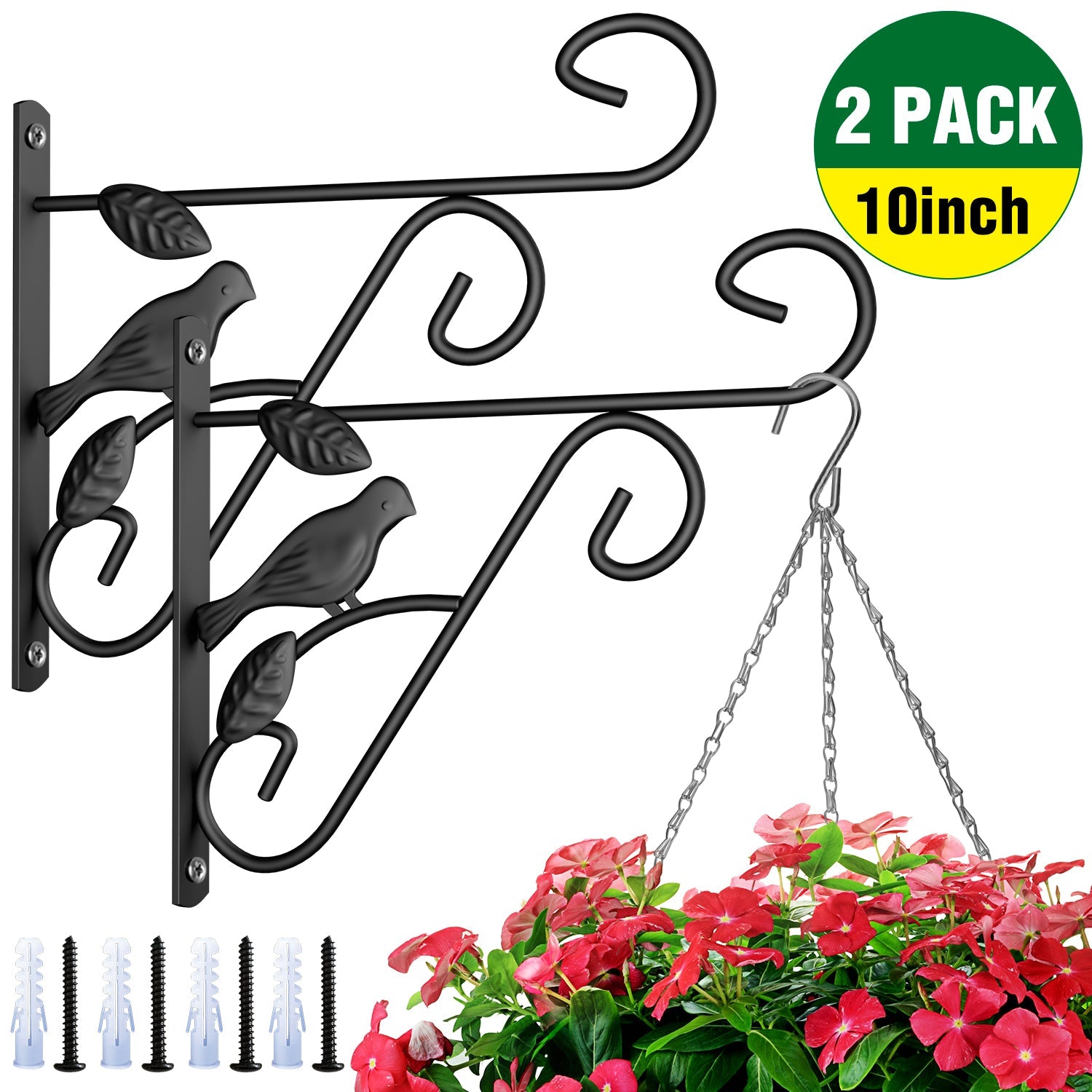 patio plant hanger brackets Copy of Amagabeli 2 Pack Hanging Plants Brackets 10" Wall Planter Hooks Hangers BG1491