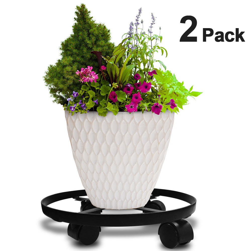 pot plant dolly Amagabeli 2 Pack 14" Metal Plant Caddy Heavy Duty Iron Potted Plant St