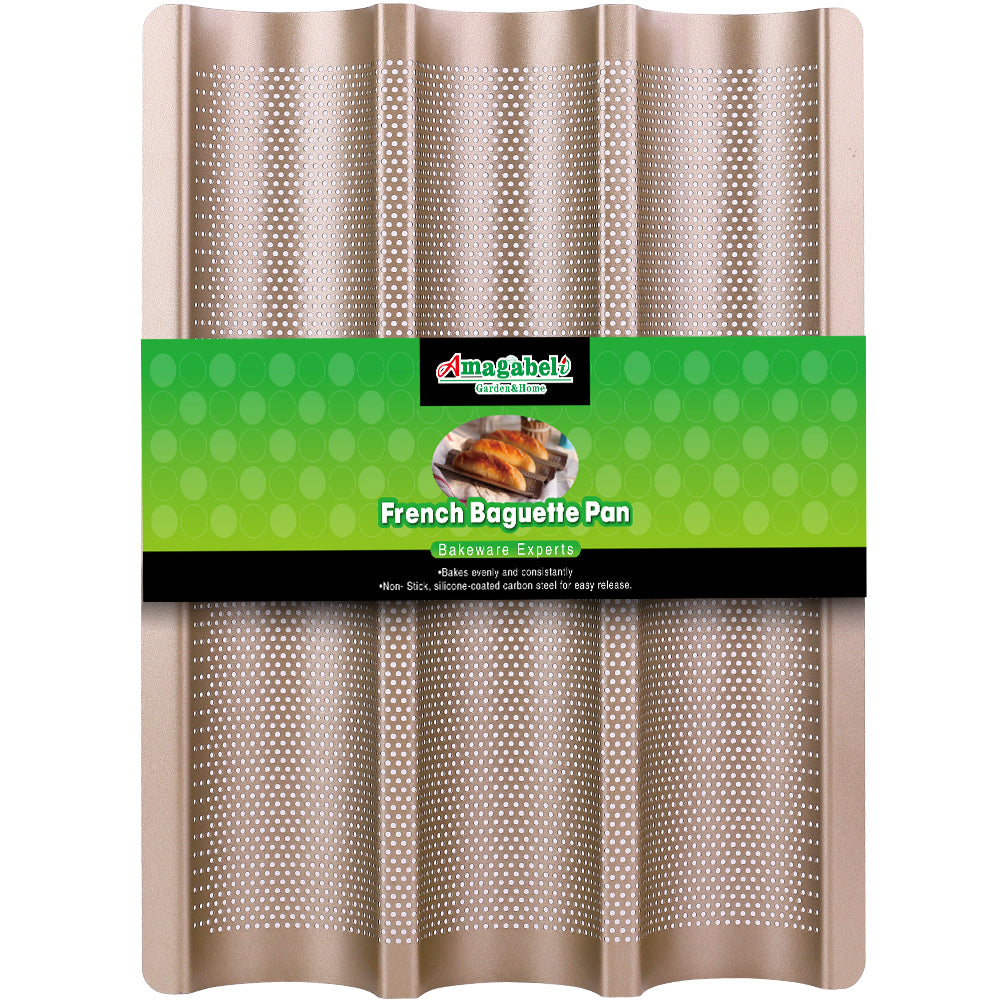 Amagabeli Nonstick French Baguette Pans for Baking Loaf Perforated B