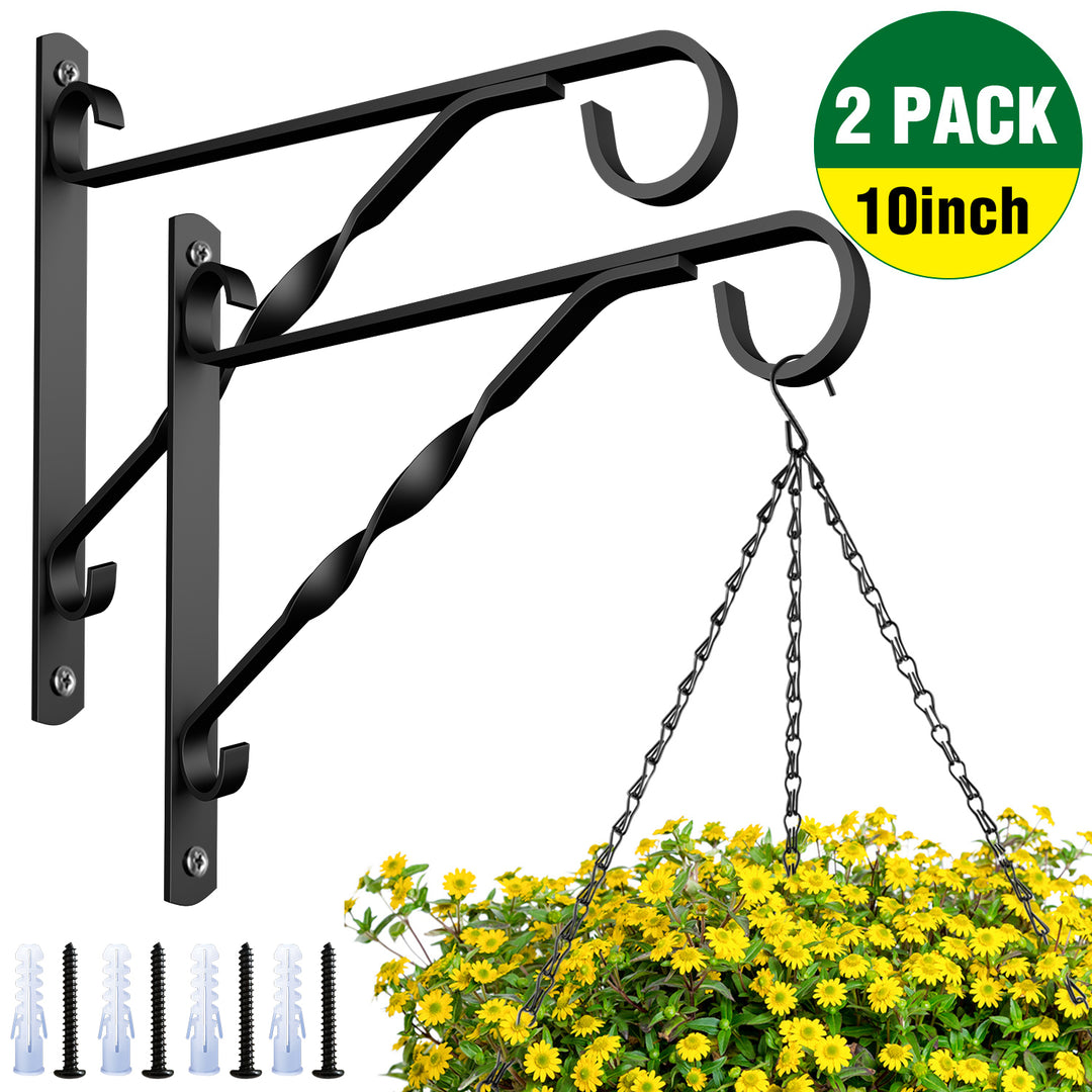 plant hooks for hanging baskets Amagabeli 2 Pack Hanging Plants Brackets 10" Wall Planter Hooks Hanger