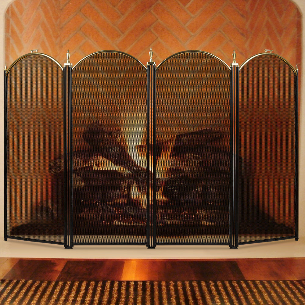 Buy Large Gold Fireplace Screens 4 Panel - Amagabeli
