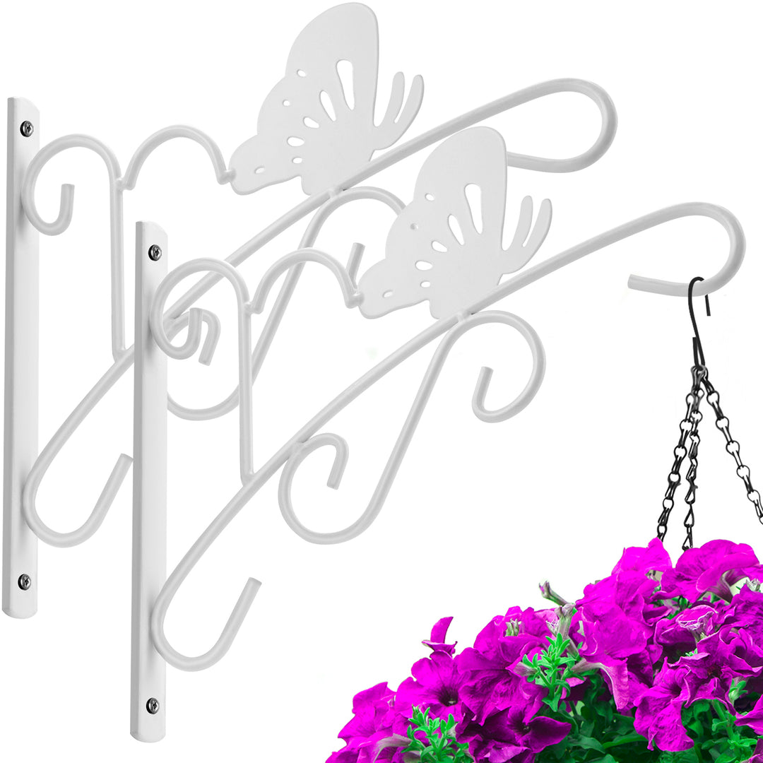 white plant hanger brackets Amagabeli 2 Pack Hanging Plants Brackets 11" Wall Planter Hooks Hanger