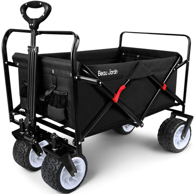 BEAU JARDIN Folding Wagon Cart 300 Pound Capacity Collapsible Beach Wheel Utility Camping Grocery-folding wagon-Amagabeli