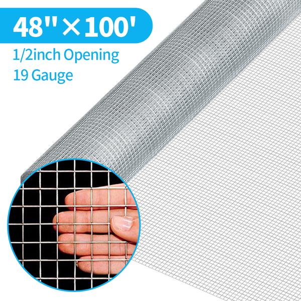 Menbager 1/4 Inch Galvanized Hardware Cloth - 48 Inch X 100 Foot Welded Mesh Roll