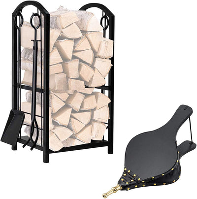 Amagabeli Firewood Rack Fireplace Tool Rack Bundle Fireplace Bellows 17"x 7.5" Large-Fireplace bundle-Amagabeli