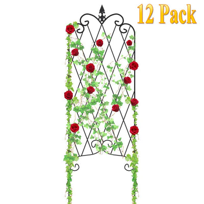 Amagabeli 12 Pack Garden Trellis for Climbing Plants 47" x 16" Rustproof Sturdy Black Iron Trellis for Potted Plants Support Lattice Metal GT01-Trellises-Amagabeli