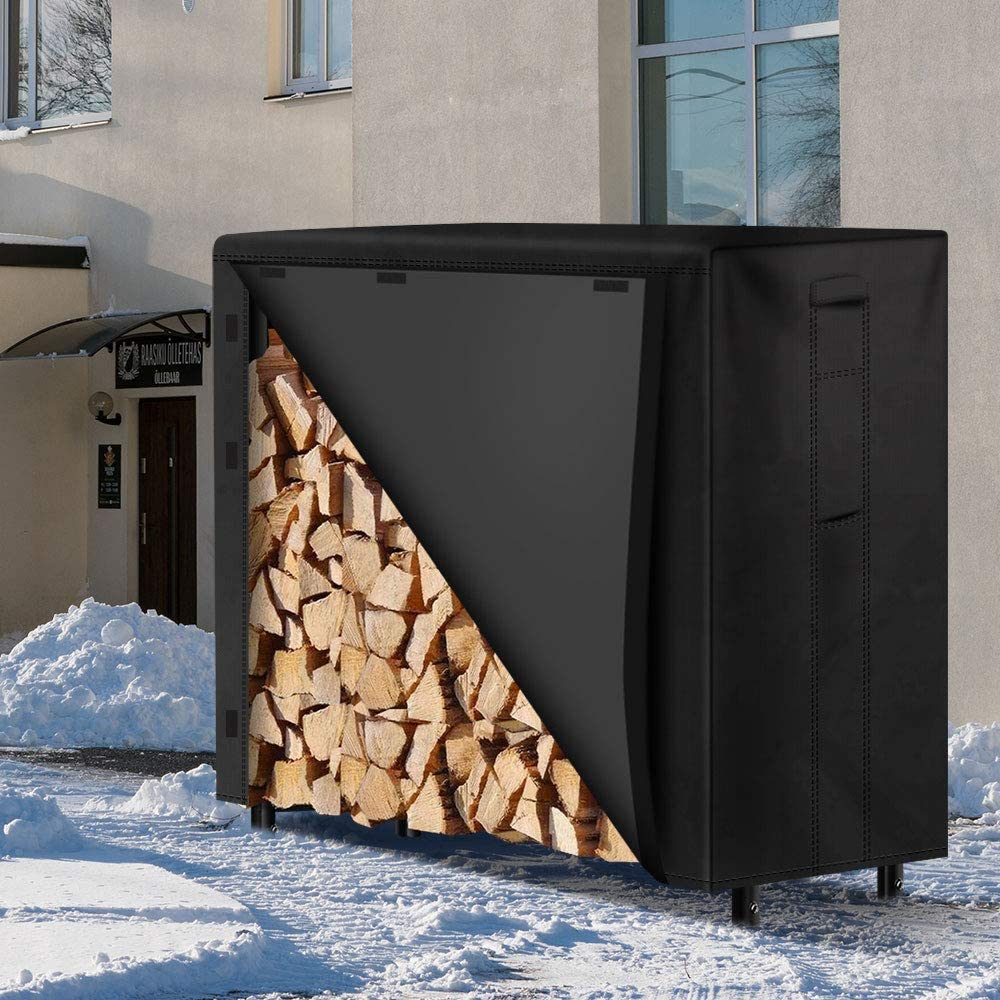 Amagabeli 4ft Firewood Rack Outdoor Log Rack Holder Fireplace