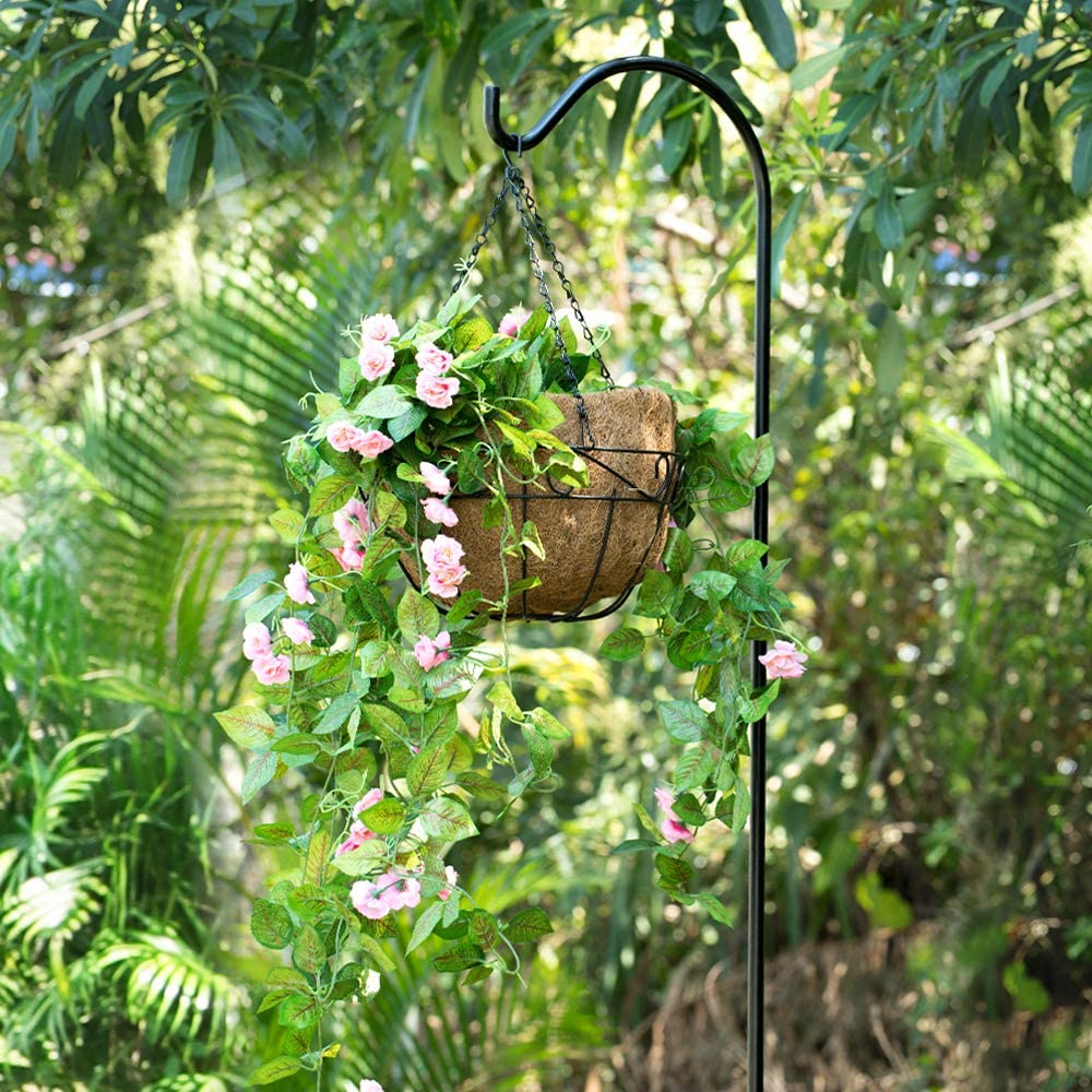 shepherd's crook for hanging plants BEAU JARDIN 2 Pack Shepherd Hook 92 in Tall 3/5in Thick Bird Feeder Po – Amagabeli