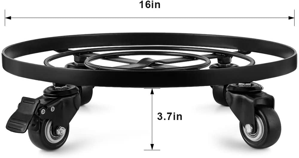 plant pot wheeled stands Amagabeli 16" Metal Plant Caddy Heavy Duty Iron Potted Stand With Wheels Flower Pot Outdoor BG1721