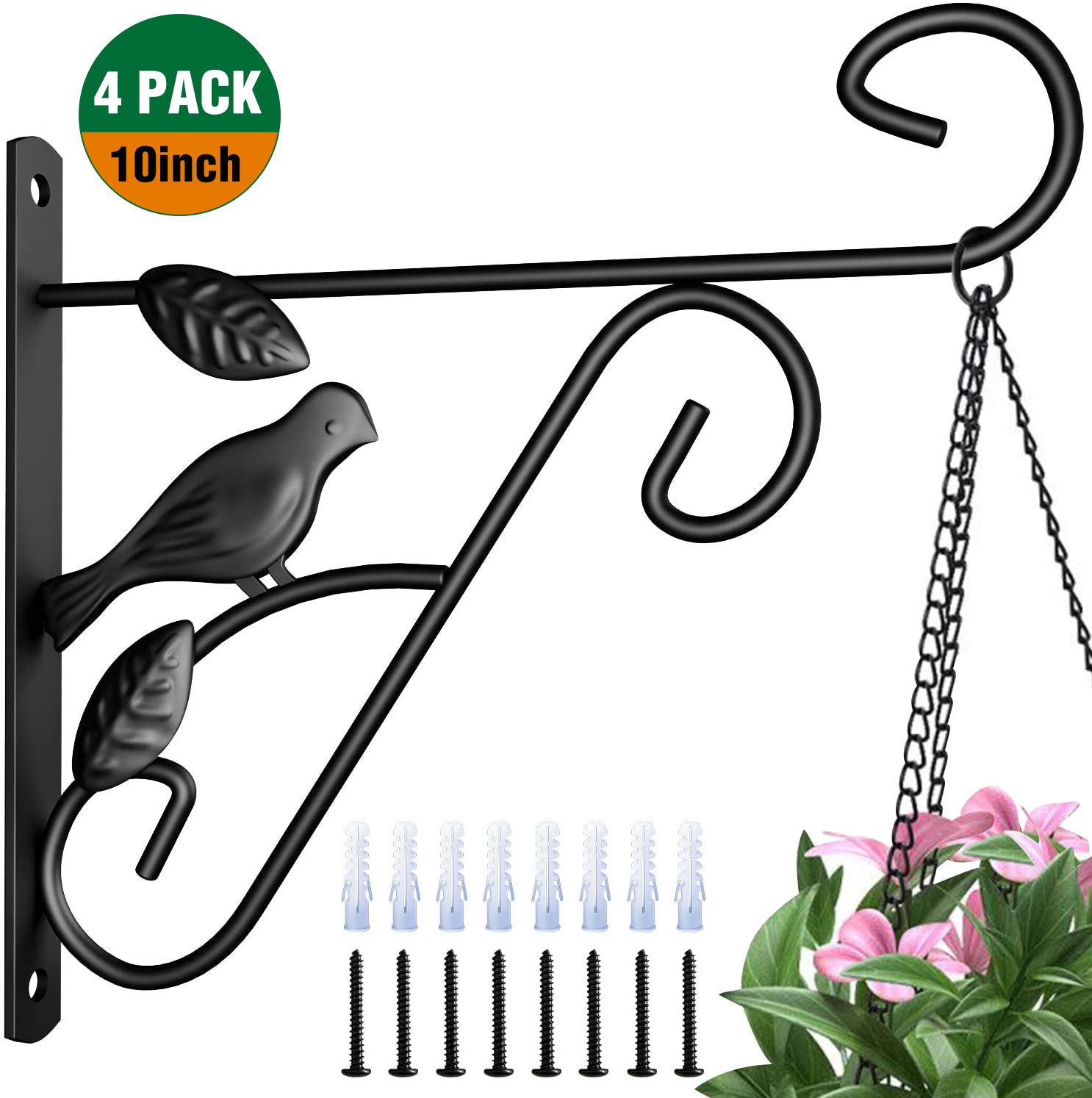 4 hook hanging plant stand Amagabeli 4 Pack Hanging Plants Brackets 10" Wall Planter Hooks Hanger