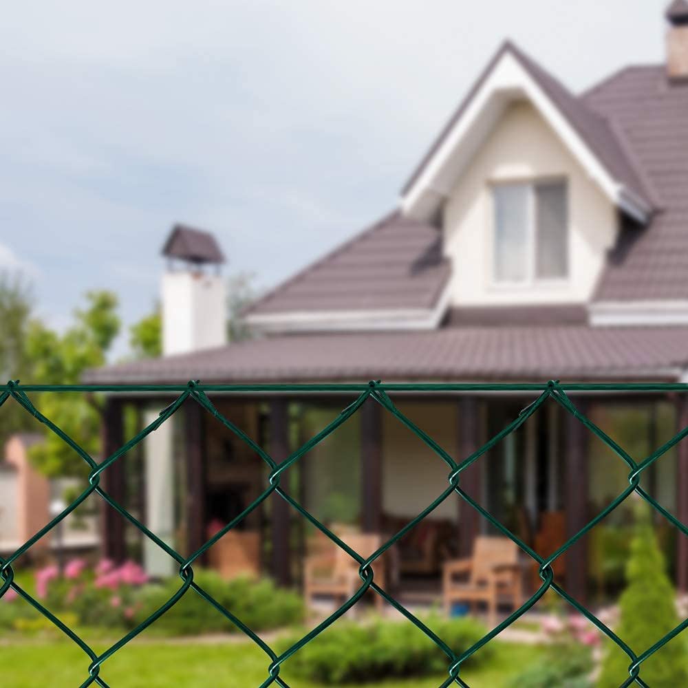 Chain Link Fence Privacy Slats Green Vinyl Coated Chain Link Fence Roll -  36in X 82ft, 13 Gauge, 1.9