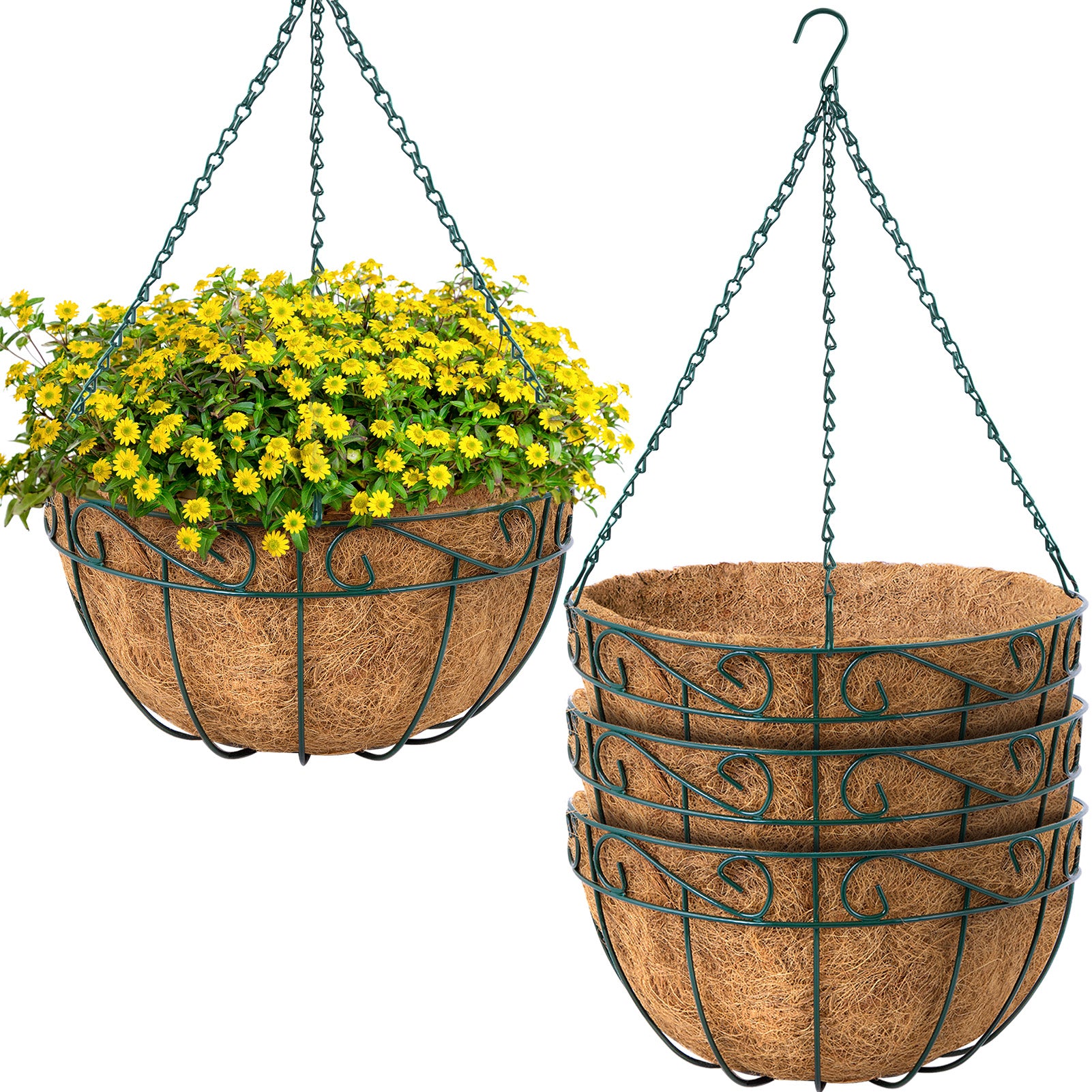metal hanging plant basket Amgabeli 4 Pack 12 Inch Metal Hanging Baskets for Plants Flowers Outdo – Amagabeli