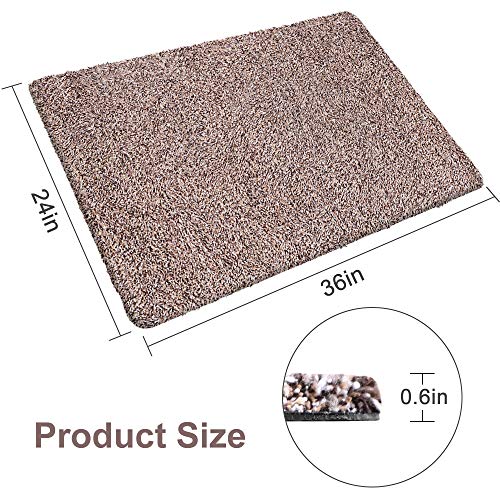 Indoor Doormat Super Absorbent Mud Mat 24 x 36 inch Non Slip Door Mat for  Front Door Inside Floor Dirt Trapper Mats Cotton Entrance Rug Shoes Scraper