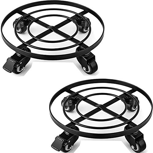 large plant pot stand on wheels Amagabeli 2 Pack 14" Metal Plant Caddy Heavy Duty Iron Potted Plant St