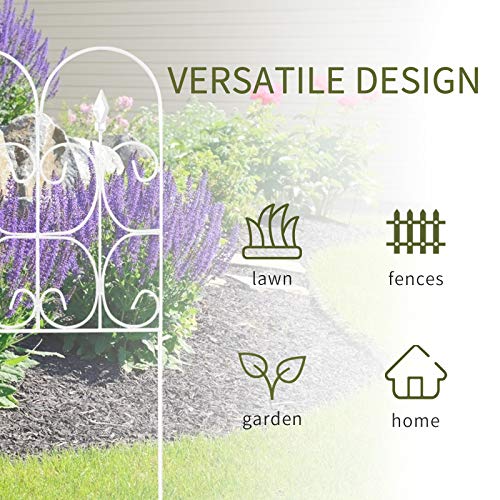 AMAGABELI GARDEN & HOME 5 Panels Decorative Garden Fence 10ft(L) x24in(H)  in Total Outdoor White Thicken Metal Wire Garden Fencing Rustproof Patio