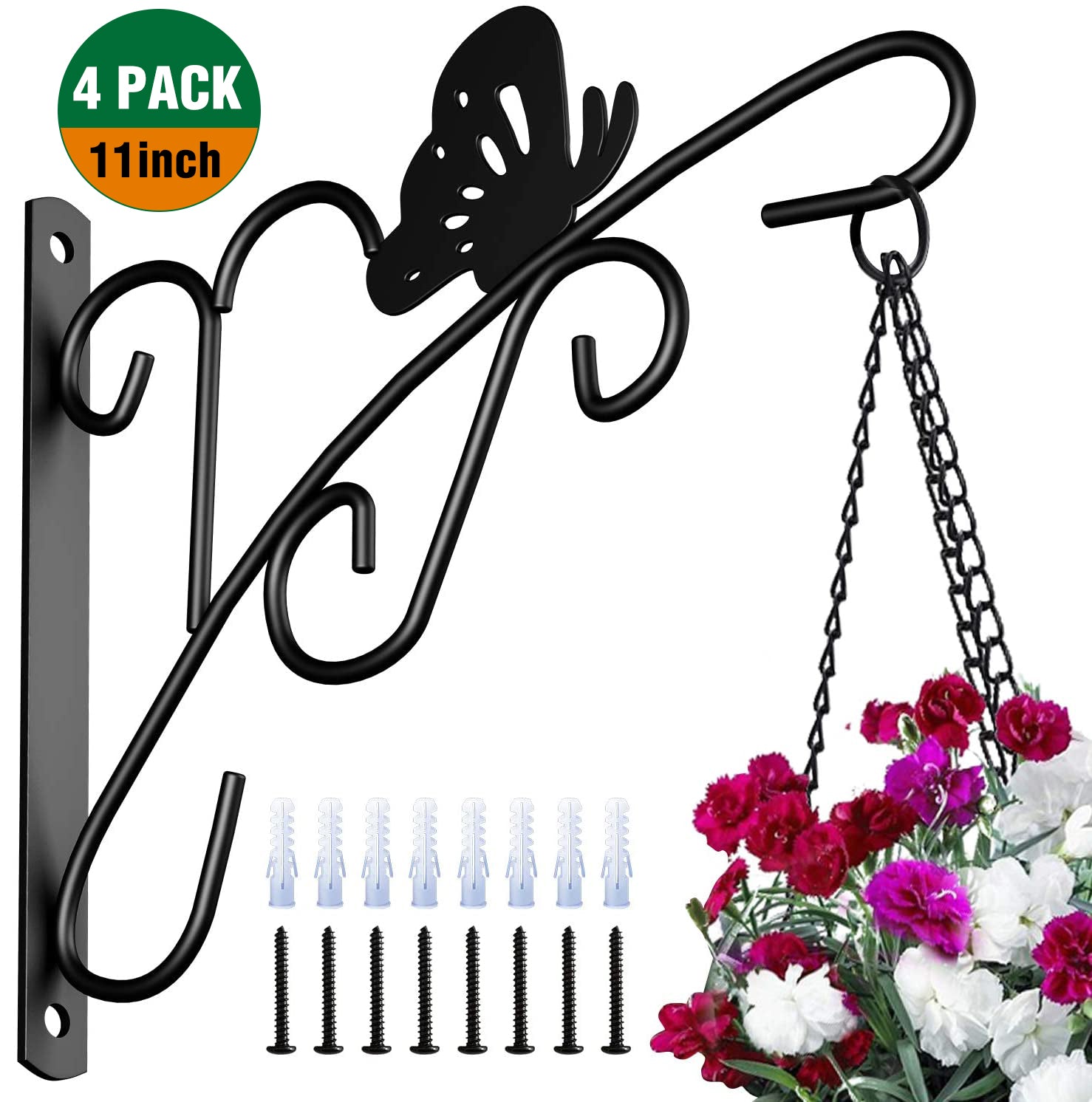 heavy duty hanging plant hook Amagabeli 4 Pack Hanging Plants Brackets 11" Wall Planter Hooks Hanger