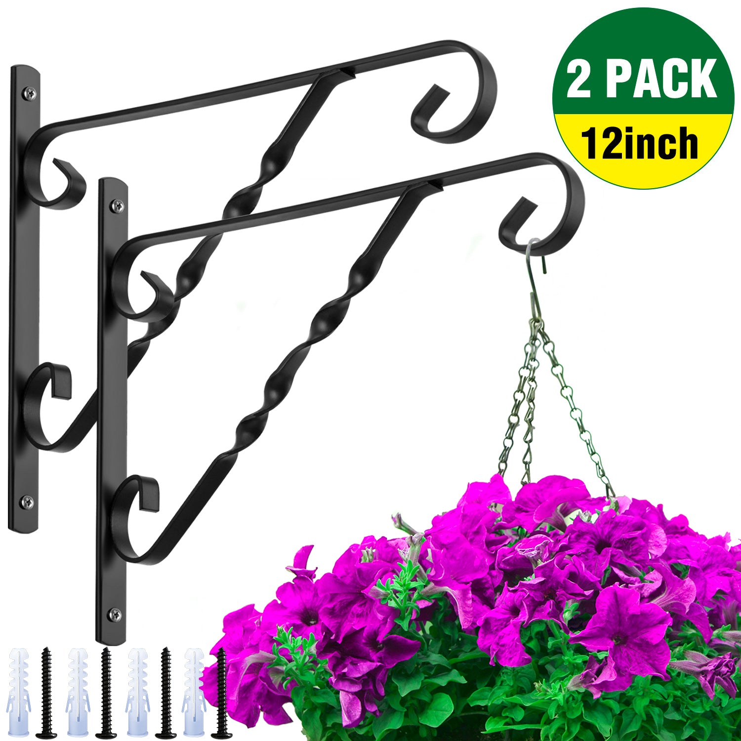 Wrought Iron Plant Container Hook - Wall Bracket & Mount