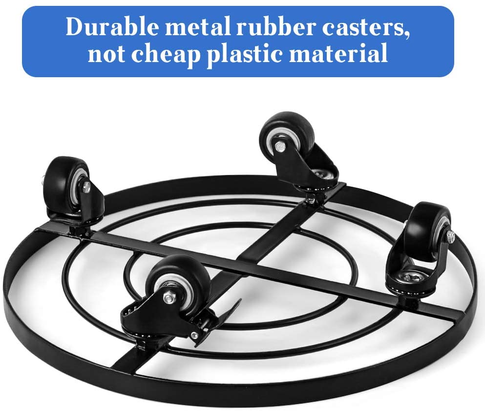 saucer 16 in. black plant caddy with casters Amagabeli 16" Metal Plant Caddy Heavy Duty Iron Potted Stand With Whee