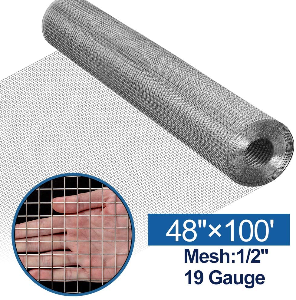 AMAGABELI GARDEN & HOME 36in x 50ft 1/8 inch Hardware Cloth 27 Gauge  Galvanized Steel Chicken Wire Mesh Roll Fence Mesh Garden Plant Supports Poultry  Netting Square Snake Fencing Gopher JW010 