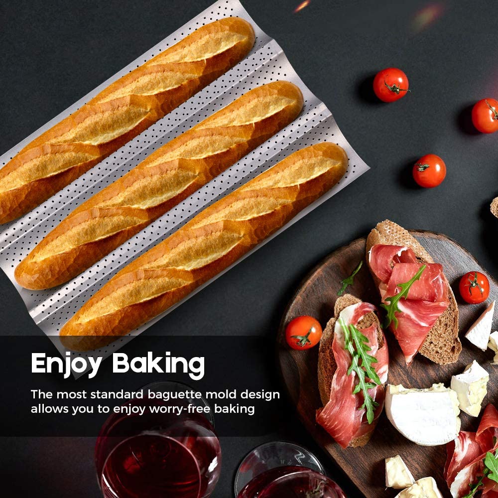 Amagabeli Nonstick French Baguette Pans Carbon Steel Loaf P