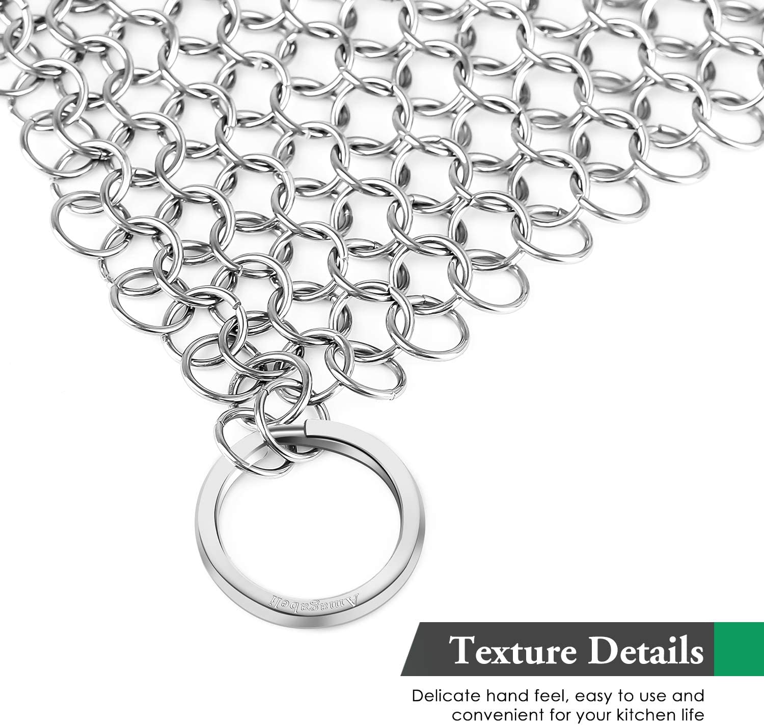 Cast Iron Skillet Cleaner, 316 Stainless Steel Chainmail Scrubber