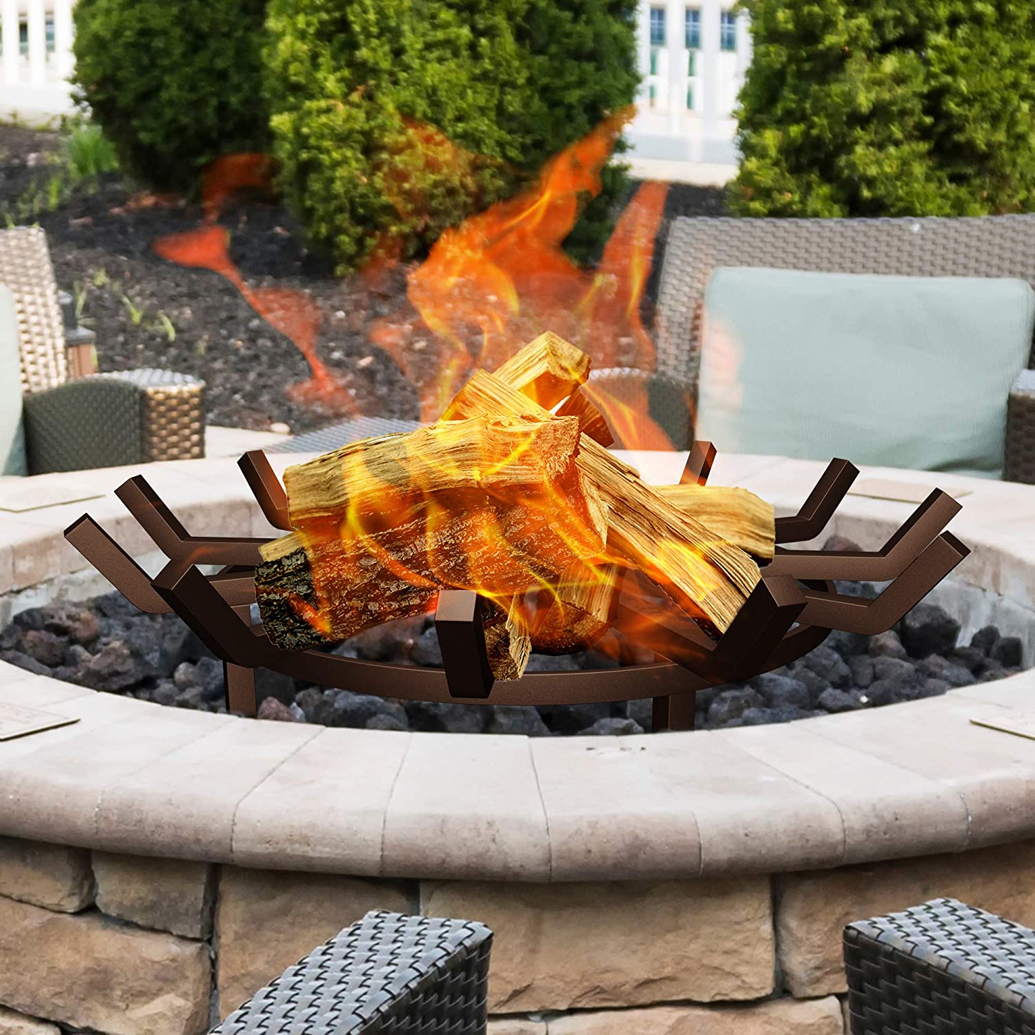 Amagabeli Fireplace Log Grate Round 27 inch Heavy Duty BG275