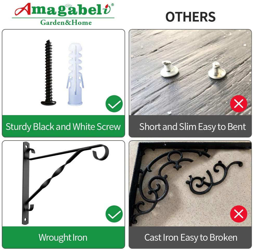 heavy duty plant hanger bracket Amagabeli Hanging Plants Brackets 10" Wall Planter Hooks Hangers for P