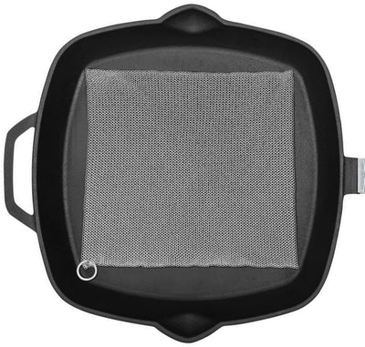 Stainless Steel Cast Iron Skillet Cleaner Chainmail Cleaning Scrubber With  Hanging Ring for Cast Iron Pan,Pre-Seasoned Pan,Griddle Pans, BBQ Grills  and More Pot Cookware-Square 7x7 Inch 