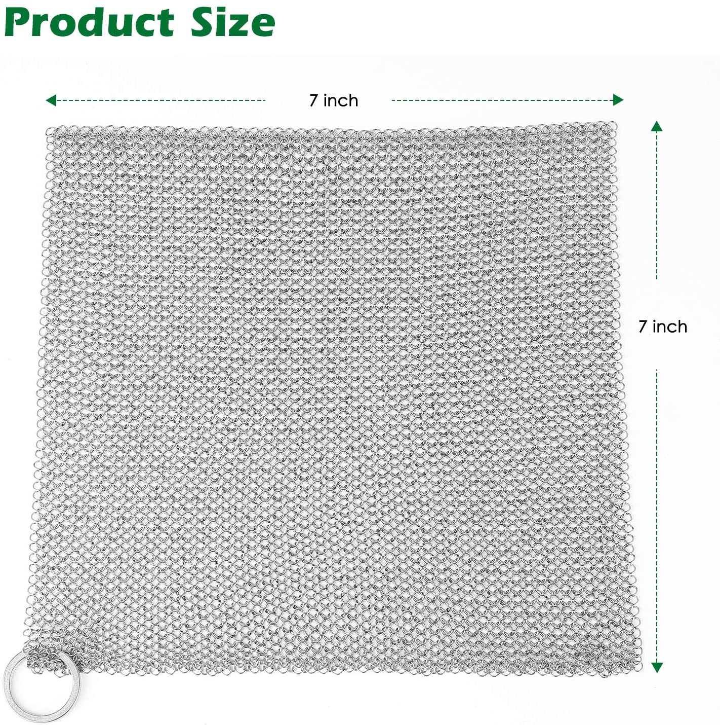 Chainmail Cast Iron Cleaner Premium 316 Stainless Steel Chainmail Scrubber  for Skillet Wok, Pot, Pan Cast Iron Pans Pre-Seasoned Pan Dutch Oven Waffle  Iron Pans Skillet Cleaner (7 inch Round)