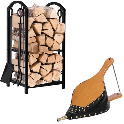 Amagabeli Firewood Rack Fireplace Tool Bundle Wood Fireplace Bellows 19"x 8" Large-Fireplace bundle-Amagabeli