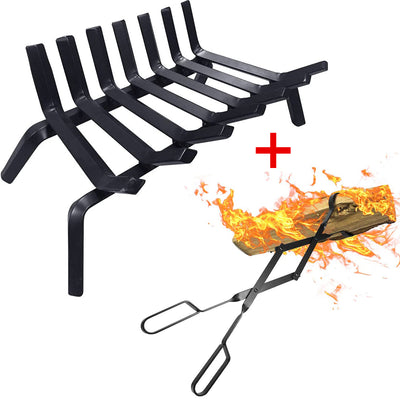 Amagabeli Fireplace Log Grate 24 inch Wide Bundle Fireplace Log Tongs 26” Heavy Duty-Fireplace bundle-Amagabeli