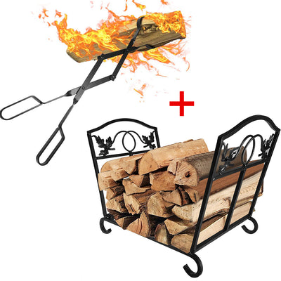 Amagabeli Fireplace Log Tongs 26” + Fireplace Log Holder-Fireplace bundle-Amagabeli
