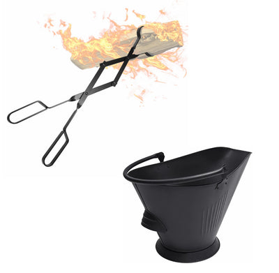 Amagabeli Fireplace Log Tongs 26” Heavy Duty Bundle Bucket for Fireplace-Fireplace bundle-Amagabeli