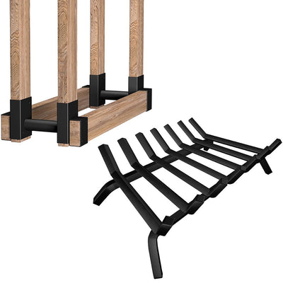 Amagabeli Black Fireplace Log Grate 30 inch Wide Bundle 2Pack Firewood Bracket Rack-Fireplace bundle-Amagabeli