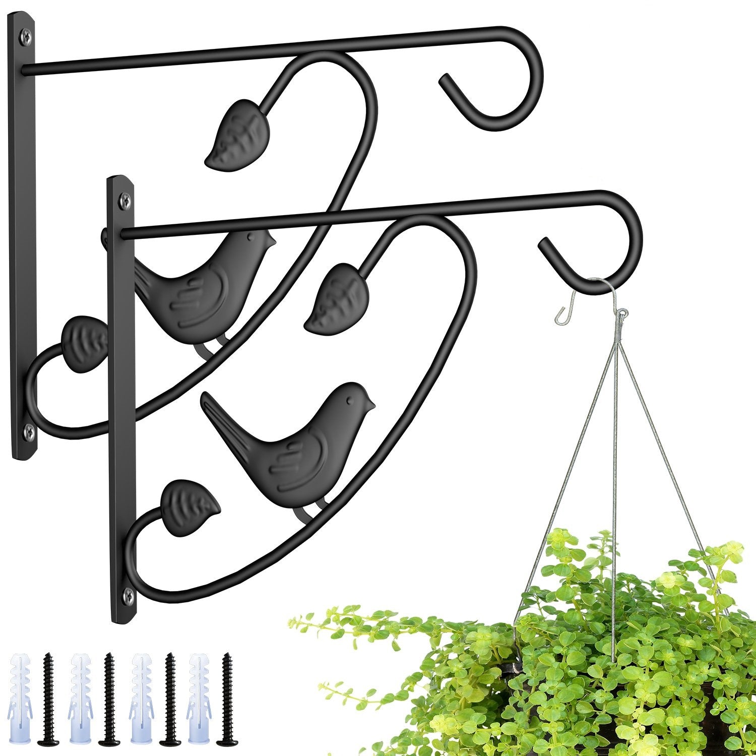 plant pot hangers outdoor Amagabeli 2 Pack Hanging Plants Brackets 12" Wall Planter Hooks Hanger