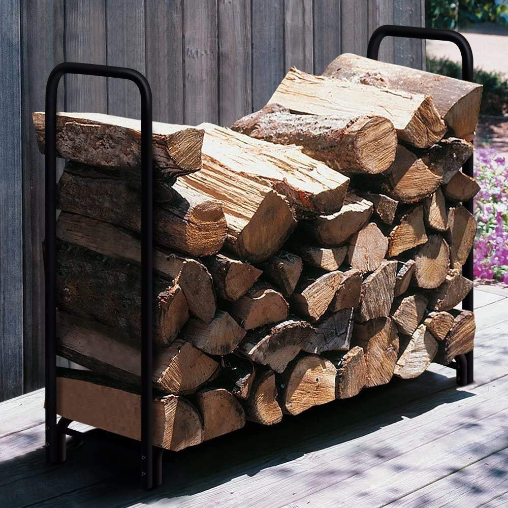 BALIE SPACE 4ft Outdoor Firewood Rack Holder With 8 Support Legs For Indoor Fire Wood Pile Storage, Adjustable Heavy Duty Fire Log Stacker Stand
