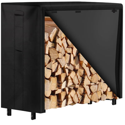 Amagabeli 4ft Firewood Rack with Waterproof Cover Combo Set Outdoor Log Holder for Fireplace-Firewood Rack and Cover-Amagabeli