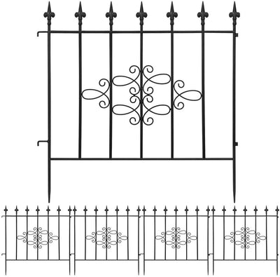 Decorative Garden Fence GFP008 Outdoor 27inx11ft Coated Rustproof Metal Garden Fencing Panel Animal Barrier Iron Folding Edge Wire Border Fence-Decorative Fences-Amagabeli