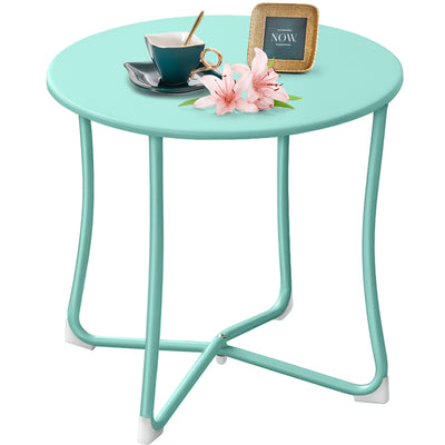 Amagabeli Metal Patio Side Table 18” x 18” Heavy Duty Weather Resistant Anti-Rust Outdoor End Table Small Steel Round Coffee Table Mint Green-patio side table-Amagabeli